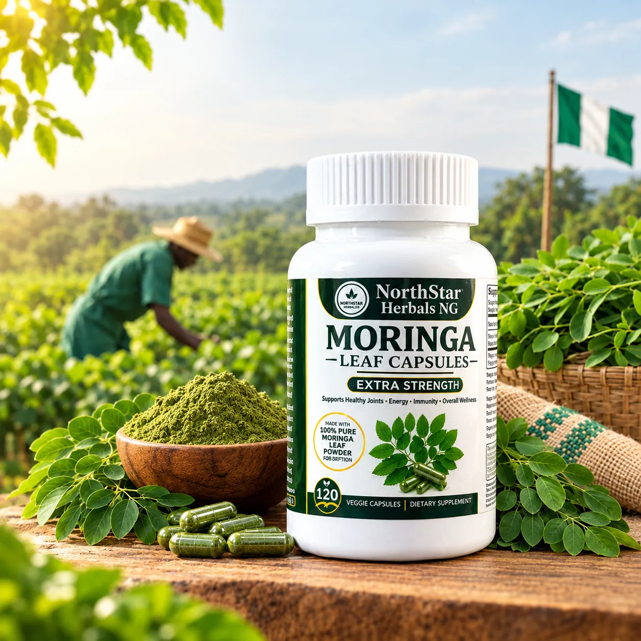 Moringa harvest on a farm in Northern Nigeria
