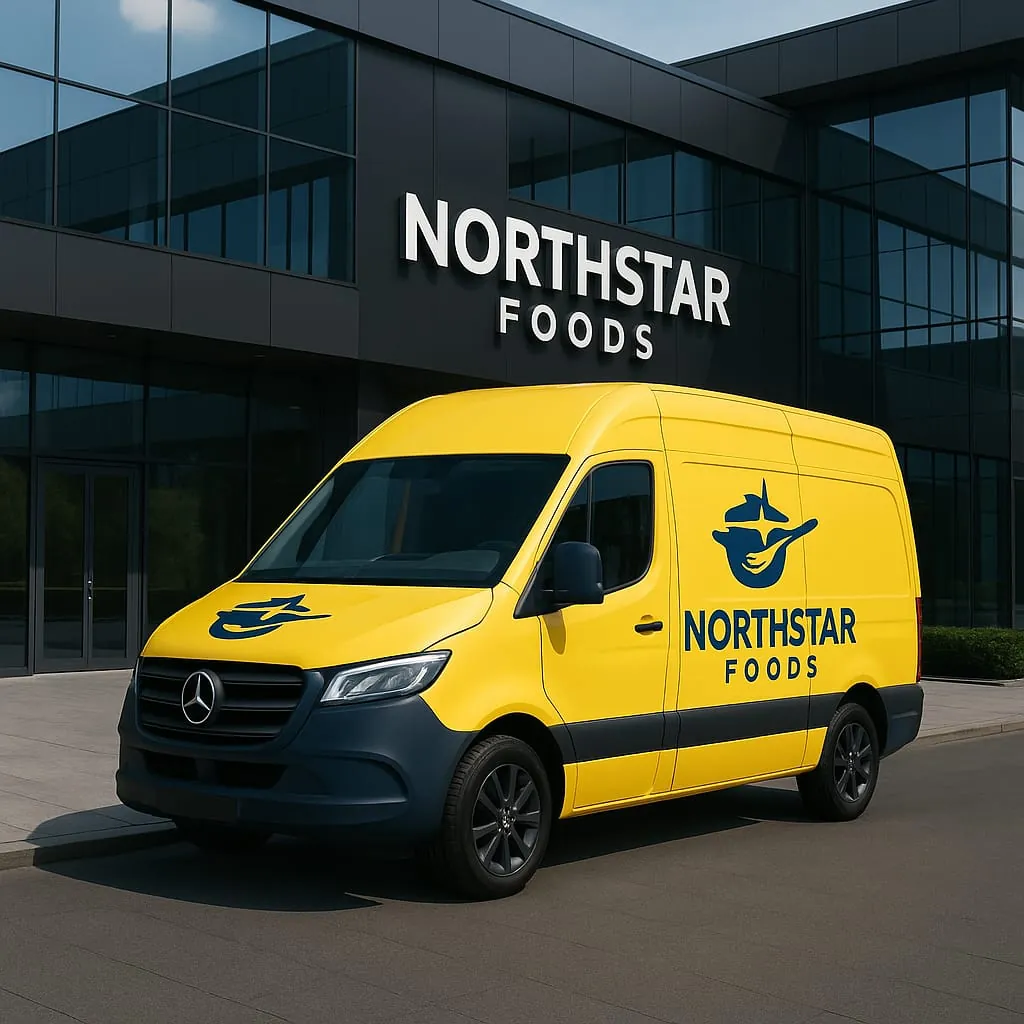 NorthStar Foods delivery van outside the head office
